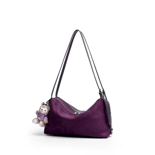 木林森 轻盈休闲时尚百搭 聚氨酯 斜挎单肩包 女款 紫色/深绿色