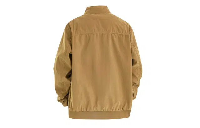 寻星记 美式简约基础纯色学院风领口纽扣口袋设计拉链门襟时尚百搭宽松休闲立领落肩长袖夹克外套 男女同款