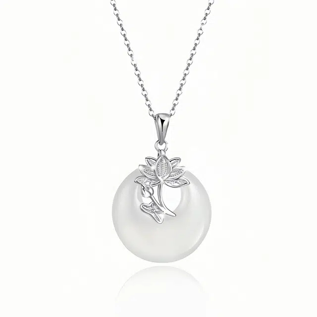 幸囍礼 荷塘月色锁骨链 新中式清冷感荷花轻奢高级氛围温婉 大方通勤 玉髓 玉石项链 男女同款情侣款