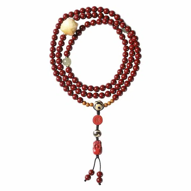 京华录 国潮新中式 鸿运呈祥 多圈叠戴佛珠 福禄貔貅 旗袍汉服配饰#好运 朱砂 手串 男女同款情侣款