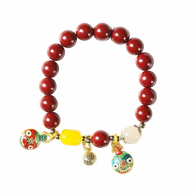 京华录 国潮新中式吞金兽 三口之家 财福双至 鸿运呈祥 文玩佛珠#好运 朱砂 手串 男女同款情侣款