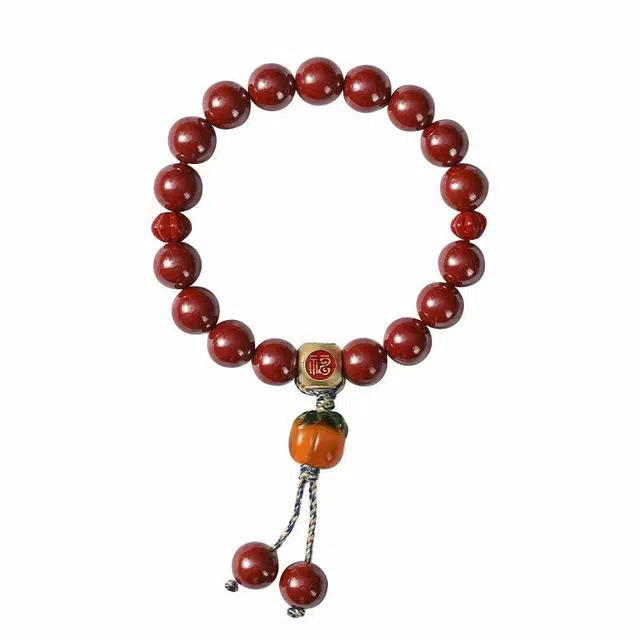 京华录 乙巳流通代请国潮新中式柿柿如意转运珠小众气质单圈串珠文玩佛珠#好运 朱砂 玉石手串 男女同款情侣款