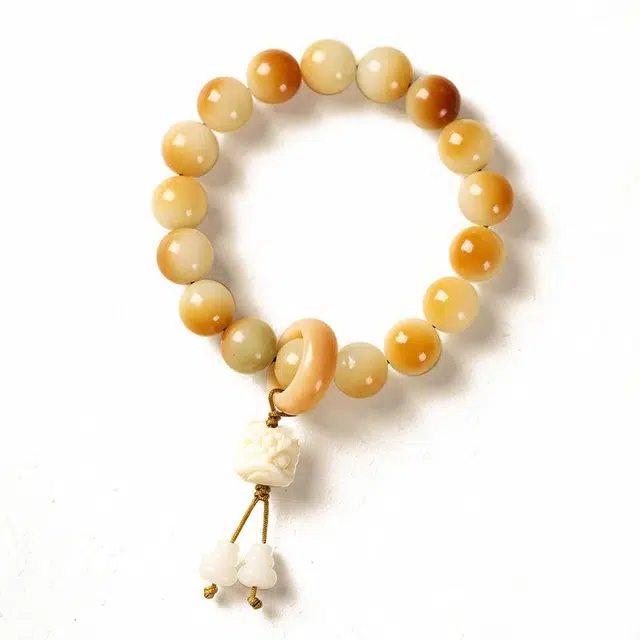 九隆古 瑞兽醒狮 绕指柔炭烧焦糖小馒头 考试考研上岸 国潮文玩盘玩佛珠转运珠#好运 菩提根 手串 男女同款情侣款