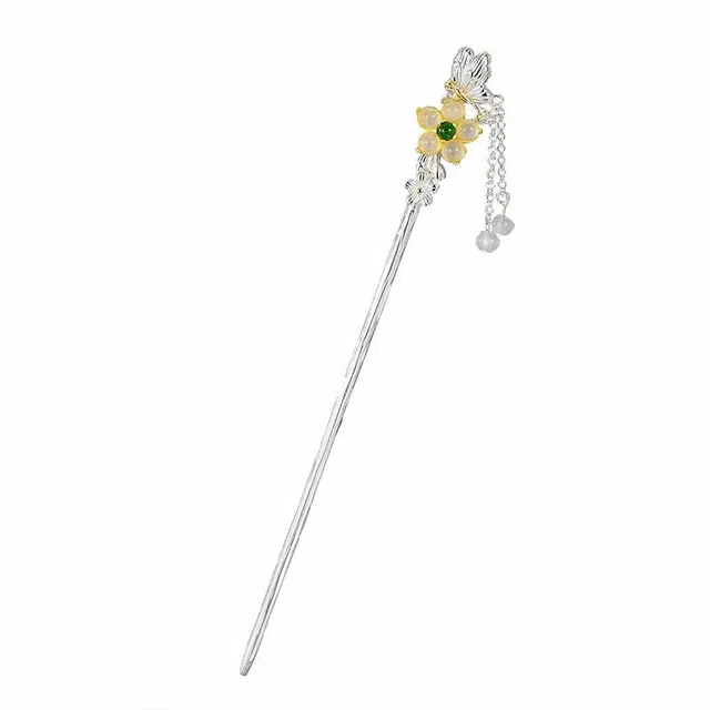 妖娆猫 新中式发饰 古风盘发发钗 高级感流苏步摇 铜镀银 发簪 女款