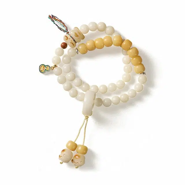 九隆古 福禄葫芦 软萌炭烧蜜奶猫爪双圈叠戴手饰 诸事顺遂平安喜乐有钱花文玩盘玩佛珠转运珠#好运 菩提根 手串 男女同款情侣款