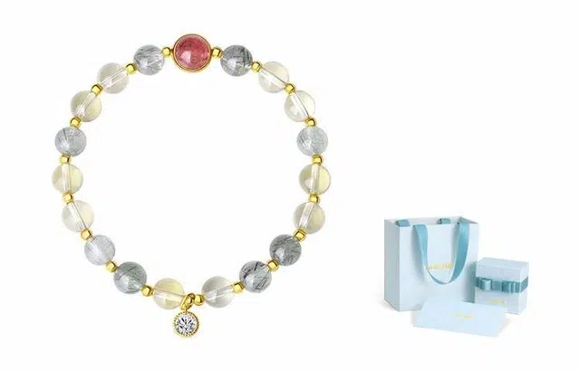 银千惠 青柠系列 水晶手串女 中国风国潮古风手串绕指柔女款黄水晶圆珠