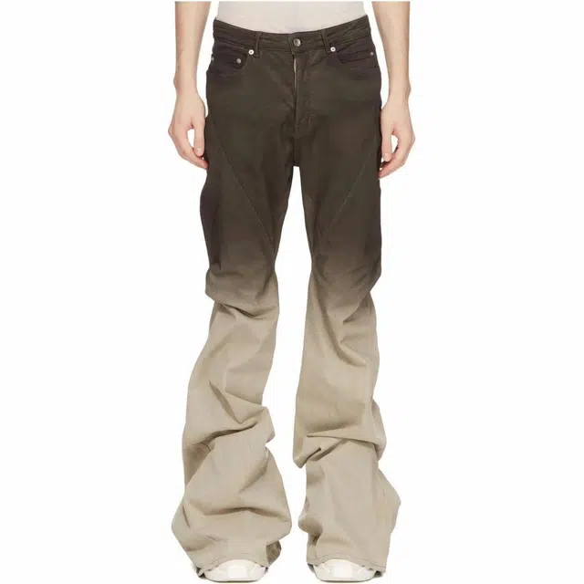 RICK OWENSRO LUXOR BIAS BOOTCUT IN BLACK PEARL DEGRADE STRETCH DENIM FW23