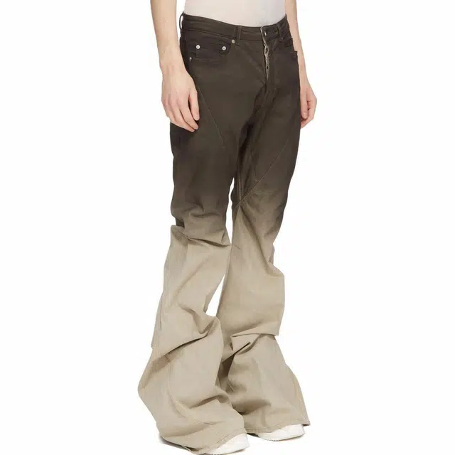 RICK OWENSRO LUXOR BIAS BOOTCUT IN BLACK PEARL DEGRADE STRETCH DENIM FW23
