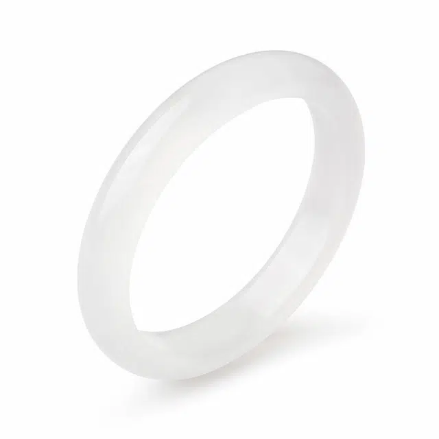 老庙 白月光荔枝冻显白水润素玉素圈镯子古风清冷感 玉髓 手镯 女款