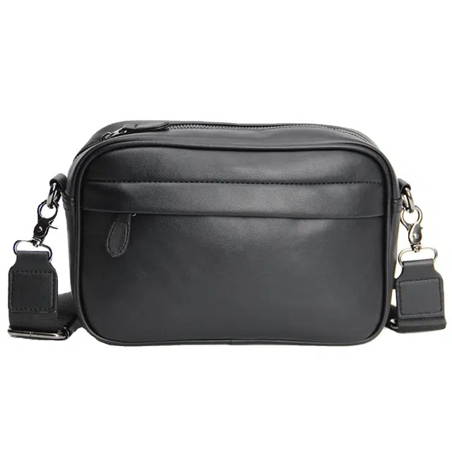 老人头 百搭小包 合成革 斜挎包 男款 黑色