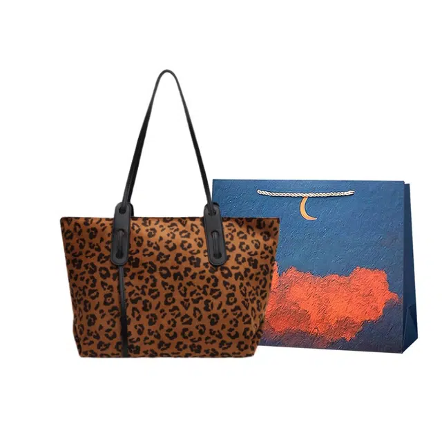 爱尔绅特 高级感豹纹百搭大气 麂皮 手提单肩包 常规 女款 咖啡色/卡其色/棕色