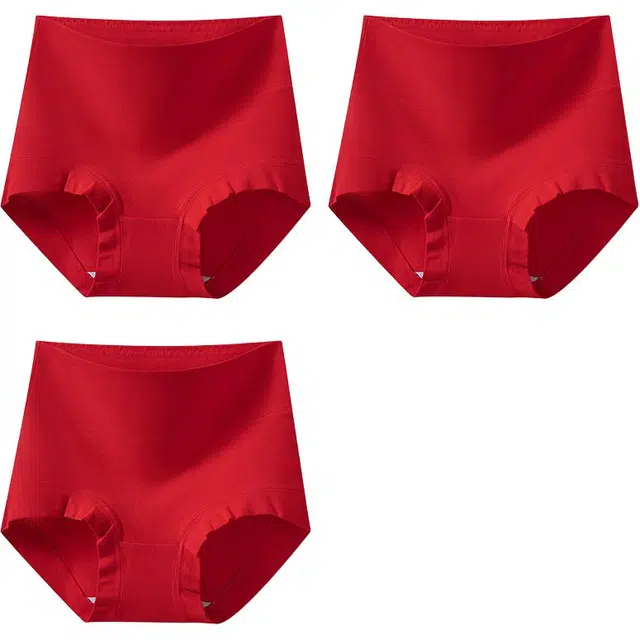欧迪芬 大红系列 纯色简约高腰收腹抑菌内裤 女款 组合装