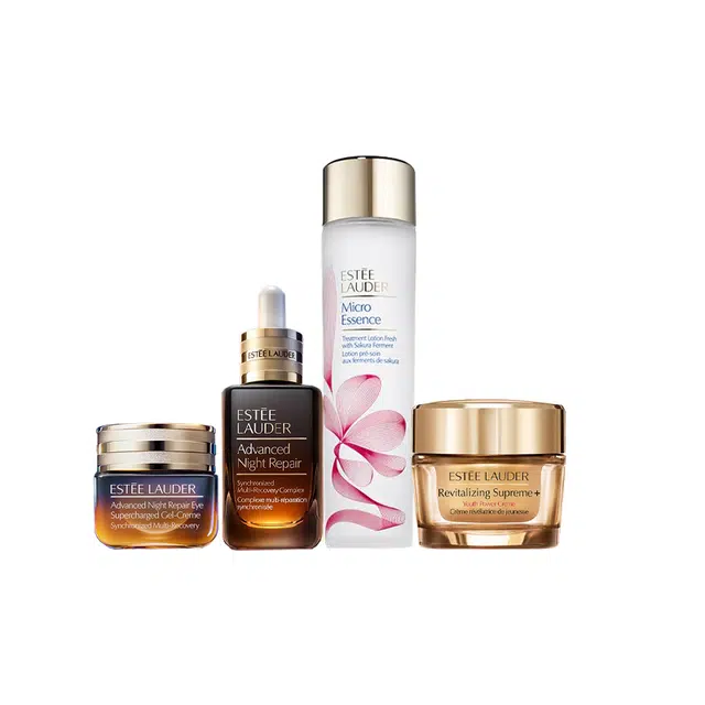 雅诗兰黛 明星礼盒小棕瓶樱花水护肤套装 保湿滋润修护 四件套