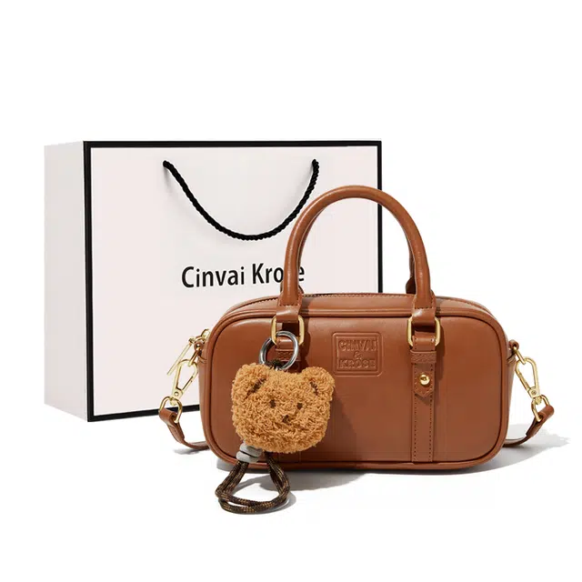 辛瓦伊·克洛斯 小众设计高级感复古美拉德秋冬通勤百搭 合成革 单肩斜挎手提包 女款 黑色/棕色