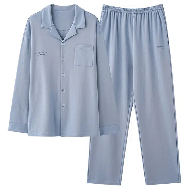 好福份 休闲简约透气亲肤可外穿家居服睡衣套装 男款 图片色