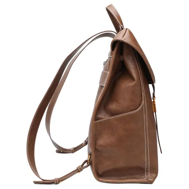 木林森 复古通勤植鞣大容量 聚氨酯拼牛皮 双肩包 大号 男女同款情侣款 浅咖色