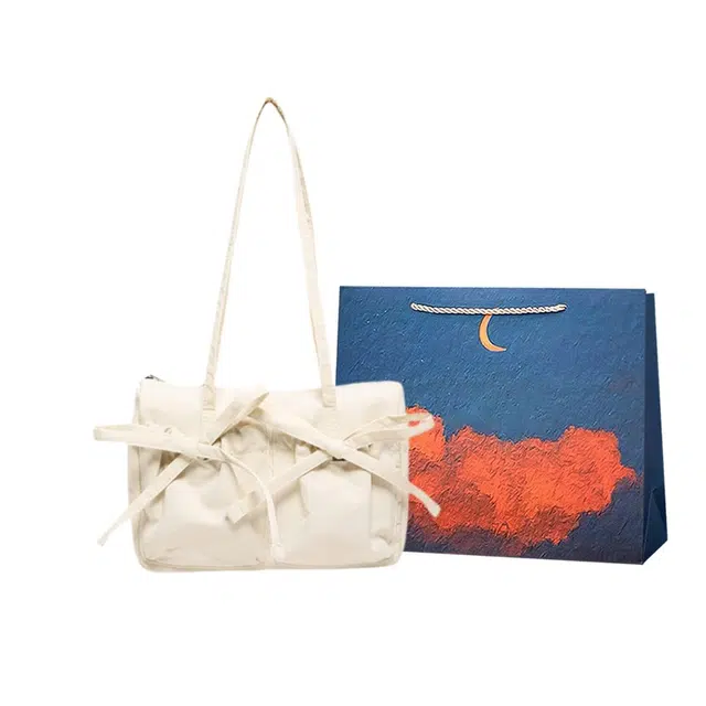 爱尔绅特 韩版蝴蝶结托特包轻便休闲通勤 尼龙 单肩包/手提包 常规 女款 白色/蓝色/粉色/黑色/卡其色