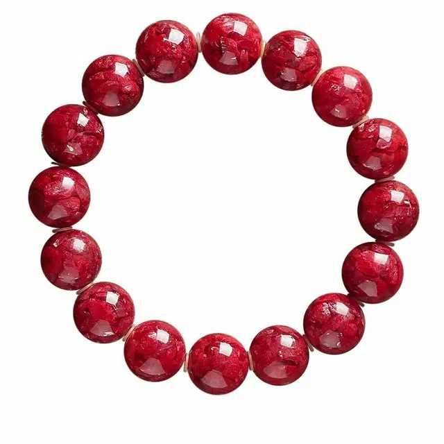 豆蔻时光 收藏级 本命年全透晶体砂蛇年红色新中式国潮国风#好运 红润饱满吉祥 朱砂 手串 男款