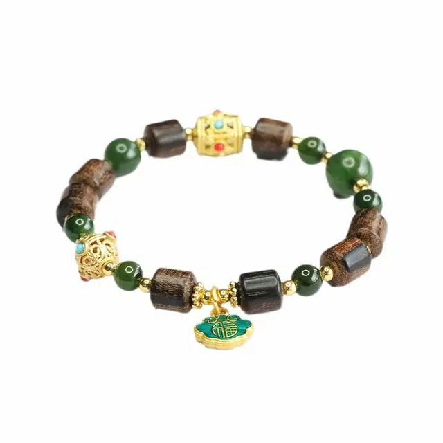 琉堇 本命年招财纳福 时来运转古风好事发生平安喜乐转运珠 小众文玩佛珠#好运 手串 青白玉 女款