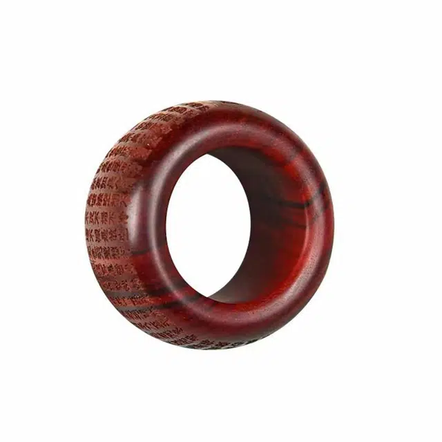 天纵 新中式复古简约禅意木质指环 乙巳蛇年万事皆宜 雕刻般若心经扳指纳福平安好运 檀木 戒指 男款