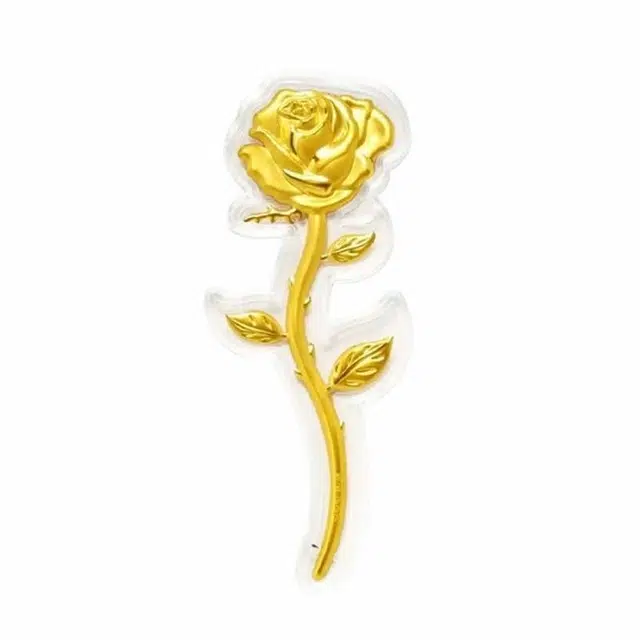 明泰珠宝 玫瑰花 永不凋谢花卉 招财纳福 收藏储蓄新中式 足金 一口价 摆件 男女同款情侣款