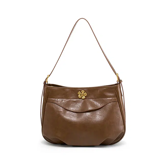 西木汀 奥斯汀 通勤百搭简约设计小众设计 牛皮 腋下包单肩包 中号 女款 黑色/咖啡色/米白色