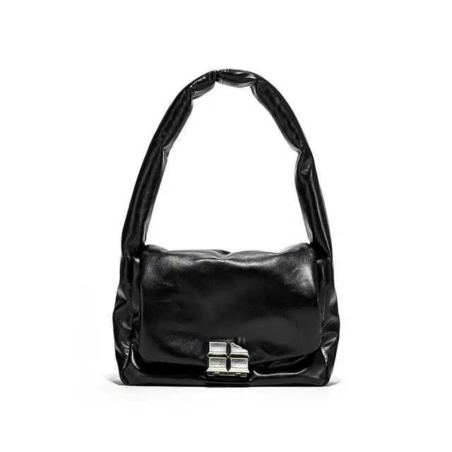 西木汀 乌兰图雅  小众设计法式风格通用百搭通勤 牛皮 腋下包斜挎包单肩包 女款 深邃黑