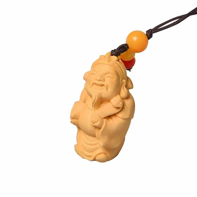 天纵 天纵财源广进财源滚滚财神随身挂 年年财运发财神 黄杨木 木作把件 男女同款情侣款