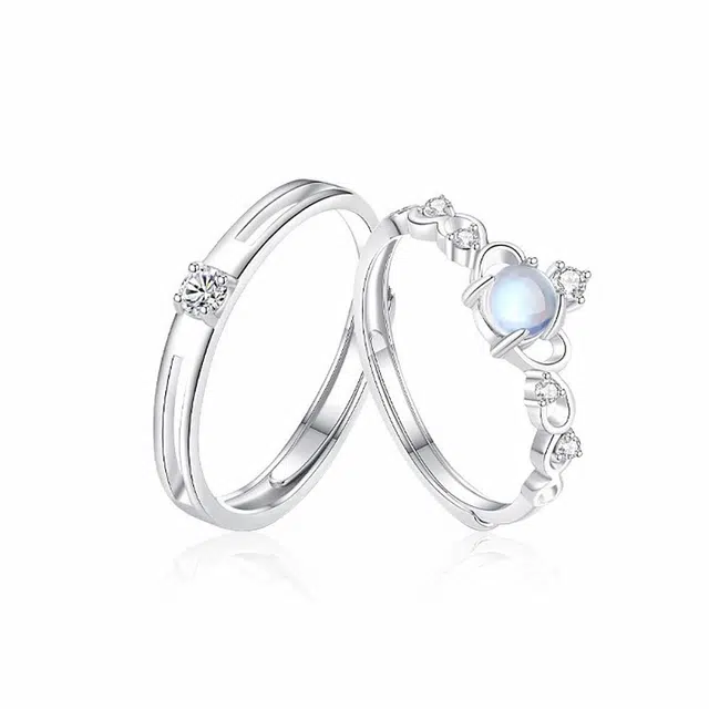 克兰茜 月光骑士对戒 钟爱久久浪漫甜美梦幻童话 精致轻奢简约时尚高级感 可调节开口戒 铜 锆石 戒指 男女同款情侣款