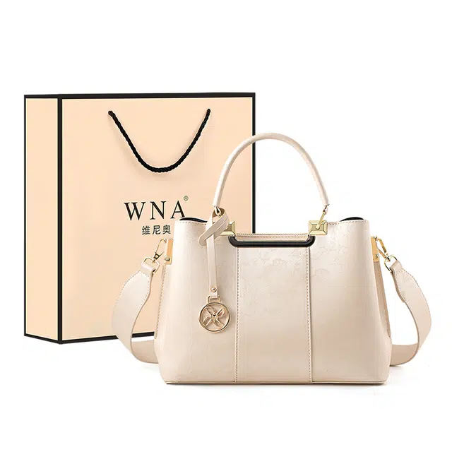 维尼奥 高级感新中式国风刺绣上班通勤洋气 合成革 单肩斜挎手提包 女款 米白色
