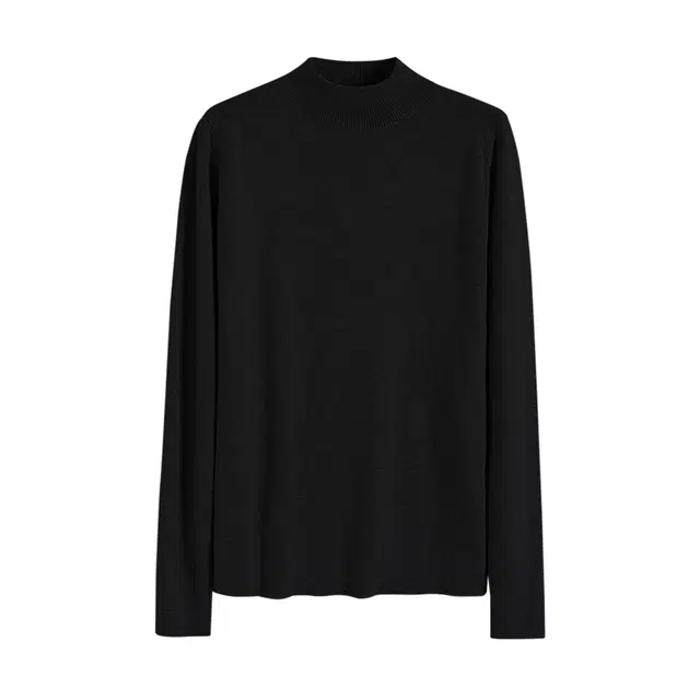 莫代尔 纯色舒适内搭针织修身长袖打底衣 女款 黑色