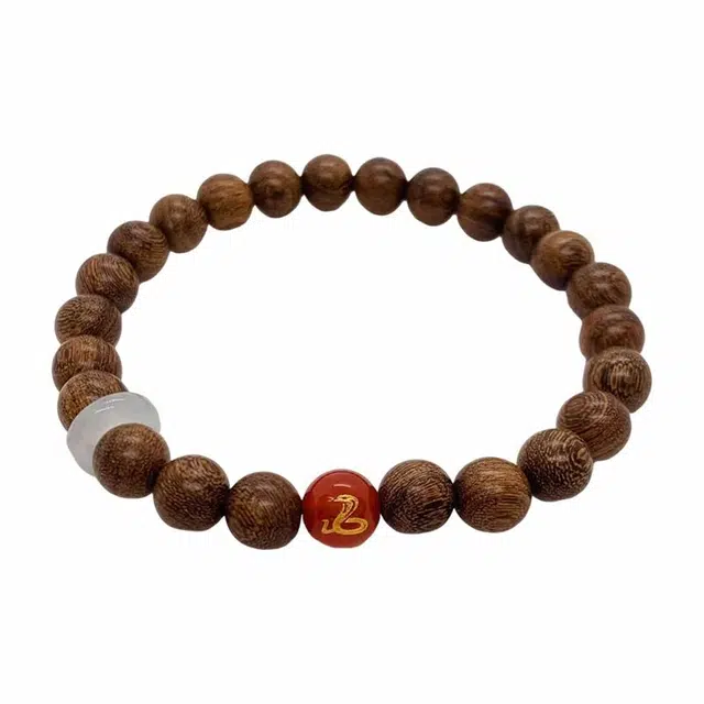 富珠汇 蛇年生肖蛇 本命年平安喜乐招福纳财好运优雅时尚破水逆转运珠 金丝檀木 手串 男女同款情侣款