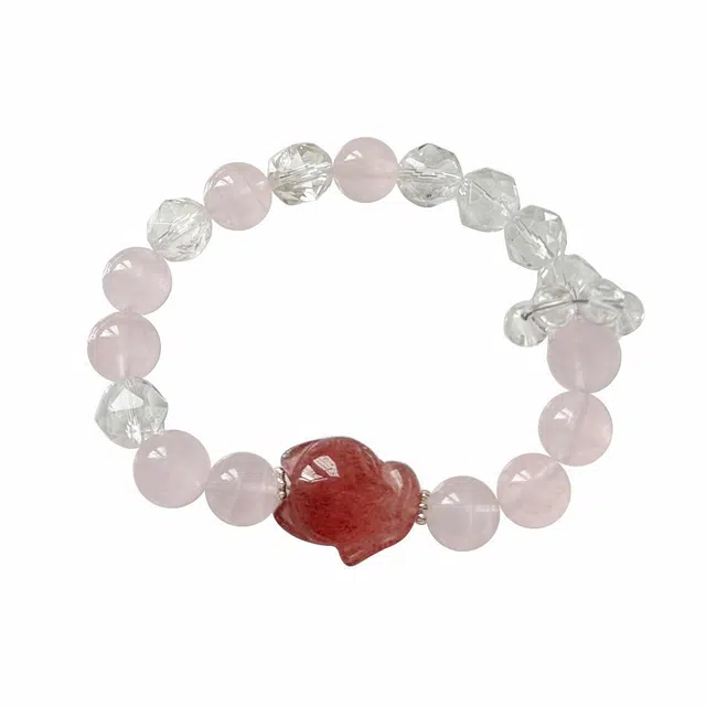 翠雅金楼 新中式国潮早日脱单招桃花甜美可爱草莓晶俏皮狐狸手饰 时来运转诸事顺遂本命年蛇年礼盒#好运 水晶 玉石手串 女款