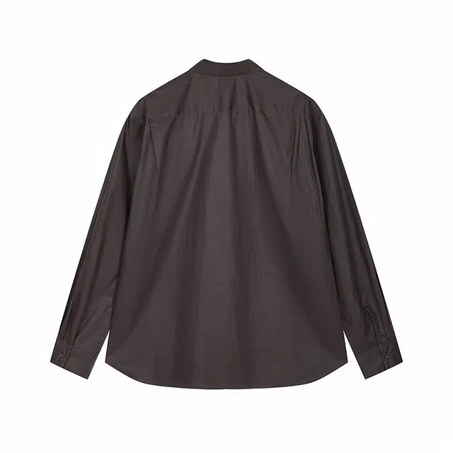 速写 日常简约宽松纯色长袖衬衫 男款 暗咖