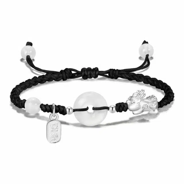 富珠汇 平安喜乐招财纳福 本命年红绳新中式国风 玛瑙 手工编织手绳好运  手链 男女同款情侣款