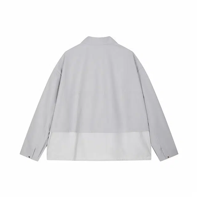 速写 主题系列 纯色简约日常拼接宽松长袖夹克外套 男款