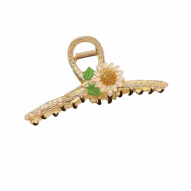 妖娆猫 日韩法式太阳花抓夹后脑勺头饰大号发量多盘发鲨鱼夹高级感发饰 合金 发夹 女款