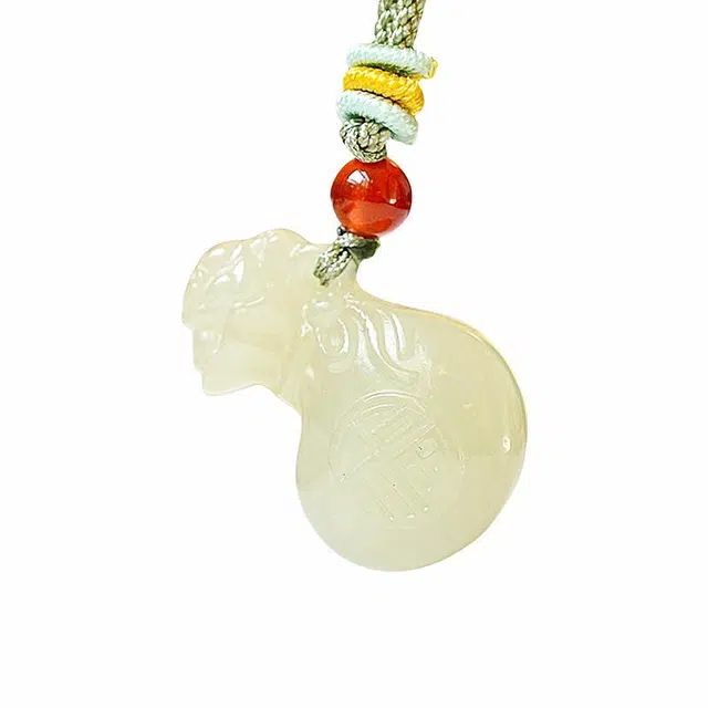 舒杰 小众招财进宝福袋#好运 和田玉项链 青白玉 男女同款情侣款