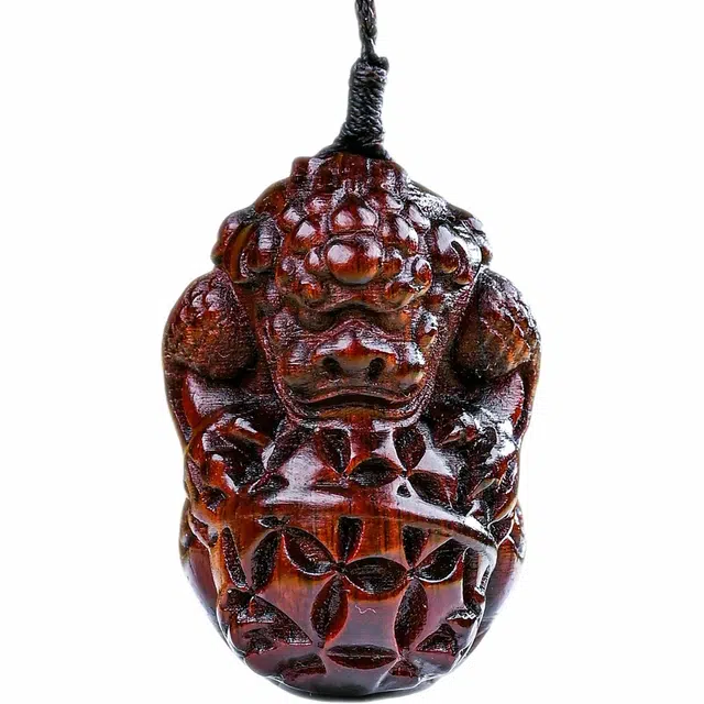 仙友 国潮新中式手工精雕貔貅抱球平安喜乐盘玩随身通勤时尚百搭文玩固化稳定木#好运 檀木 木作把件 男女同款情侣款