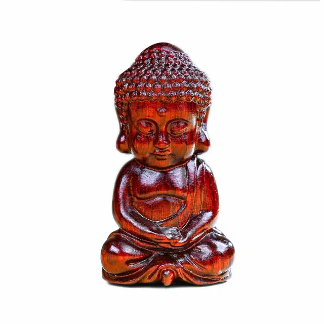 仙友 国潮新中式手工精雕可爱宝宝佛平安喜乐盘玩随身把玩汽车通勤时尚百搭文玩固化稳定木#好运 檀木 把件 男女同款情侣款