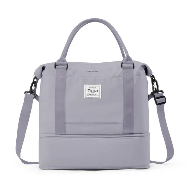 真维斯 时尚大容量多功能百搭高颜值短途旅游出差收纳可扩容 织物 旅行包健身包单肩包手提斜挎包 大号 男女同款 米色/米白