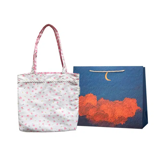 爱尔绅特 简约实用 小清新粉格碎花 两用女包 少女蕾丝花边 上班通勤 帆布 帆布包单肩包 常规 女款 粉色