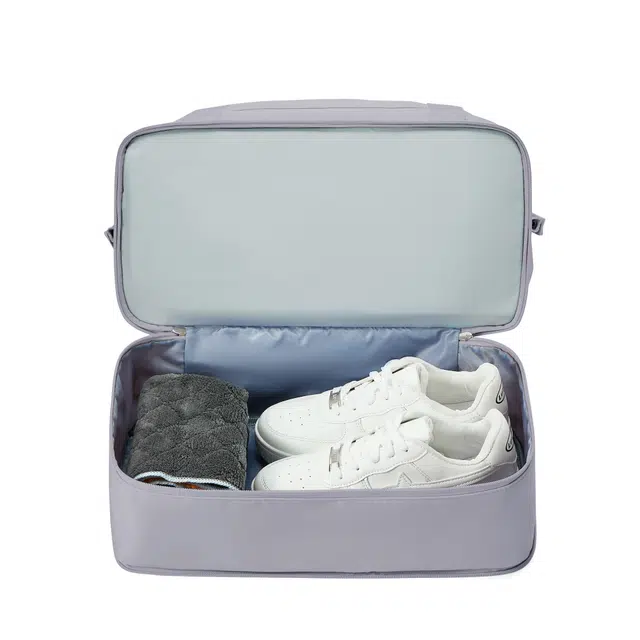 真维斯 时尚大容量多功能百搭高颜值短途旅游出差收纳可扩容 织物 旅行包健身包单肩包手提斜挎包 大号 男女同款 米色/米白