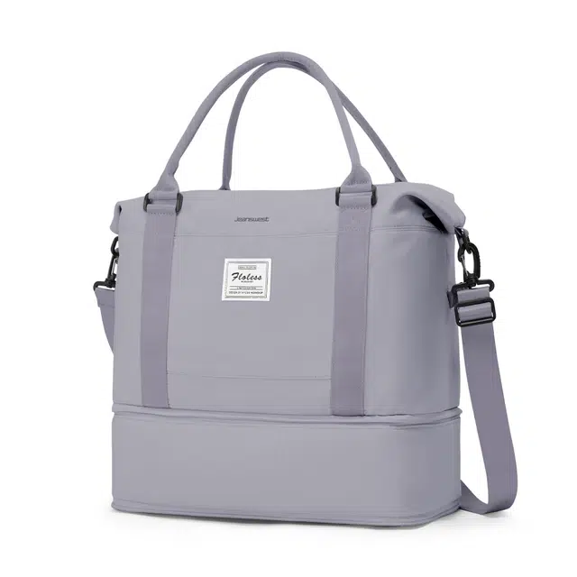 真维斯 时尚大容量多功能百搭高颜值短途旅游出差收纳可扩容 织物 旅行包健身包单肩包手提斜挎包 大号 男女同款 米色/米白