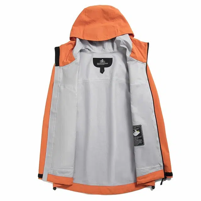 雅鹿  美式宽松连帽百搭纯色  防水防风防紫外线透气耐磨冲锋衣 男女同款 橙色