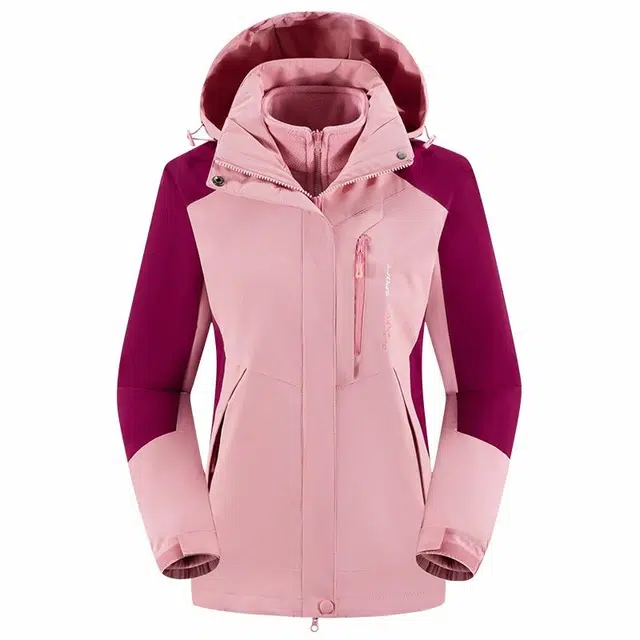 雅鹿  三合一百搭休闲纯色户外  防水防风防紫外线透气冲锋衣 男女同款 粉红