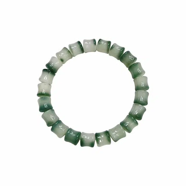 京华录 国潮绿飘花竹节文玩佛珠 古风汉服旗袍转运珠 学业有成手持单圈绕指柔串珠 考试考研上岸 菩提根 手串 男女同款情侣款