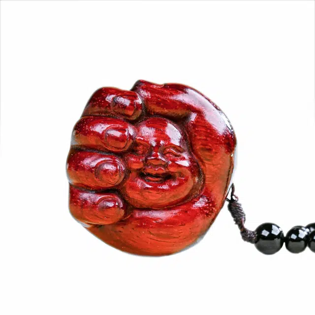 仙友 国潮新中式手工精雕手握佛平安喜乐盘玩随身把玩通勤时尚八方来财百搭文玩固化稳定木#好运 檀木 把件 男女同款情侣款