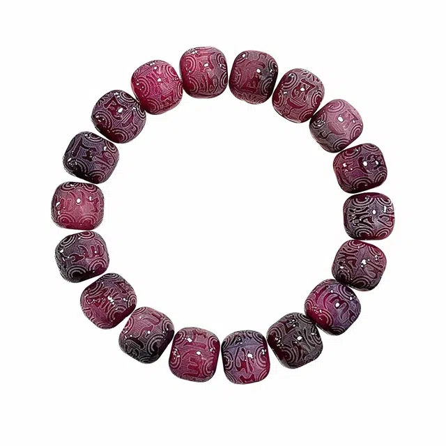 京华录 国潮复古新中式紫葡萄六字箴言本命年转运珠 手持盘玩佛珠 高级感简约气质温柔宫廷风文艺 菩提根 手串 男女同款情侣款