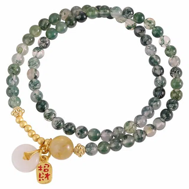 京华录 国风新中式本命年转运珠 双圈叠戴高级感手持文玩佛珠温润素雅宫廷风 招财纳福事事圆满 玛瑙 手串 男女同款情侣款